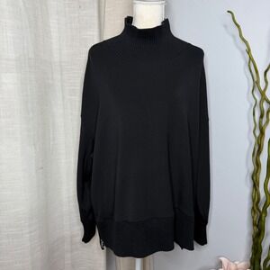 Varley Barker DoubleSoft Sweatshirt High Neck Black Side‎ Zip Women's Size Large